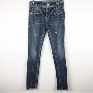 Silver/Aiko Skinny Jeans Dark Wash distressed